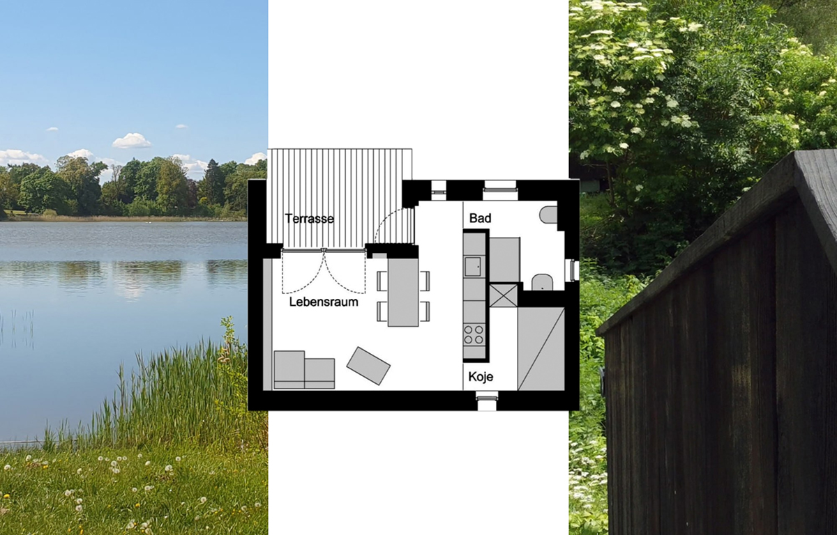 Übersicht mit Haussee, Grundriss und Ruhe draußen leben